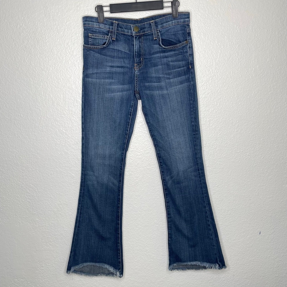 Current Elliott Bootcut Jeans Blue Raw Hem Mid Rise Denim Womens Size 27